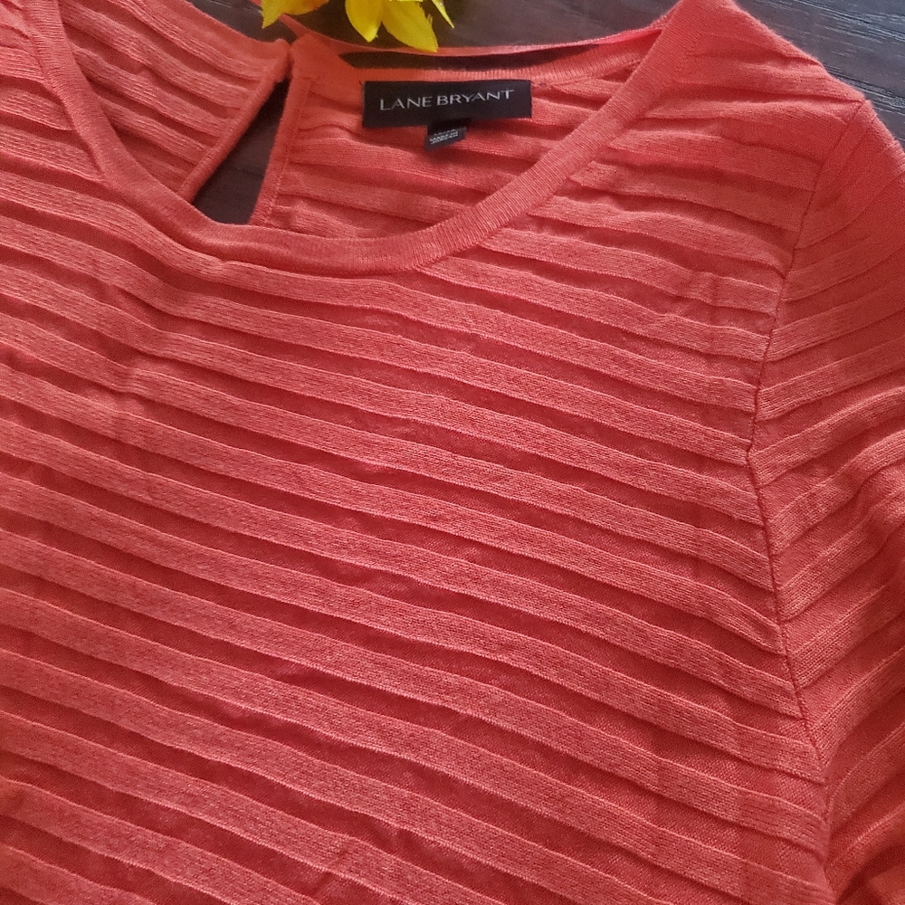 LANE BRYANT SALMON PINK CREW SWEATER - Picture 6 of 10